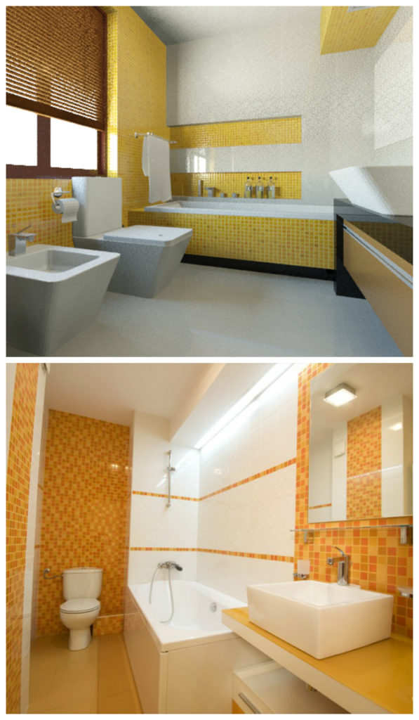 При покупке плитки дизайн ванной комнаты