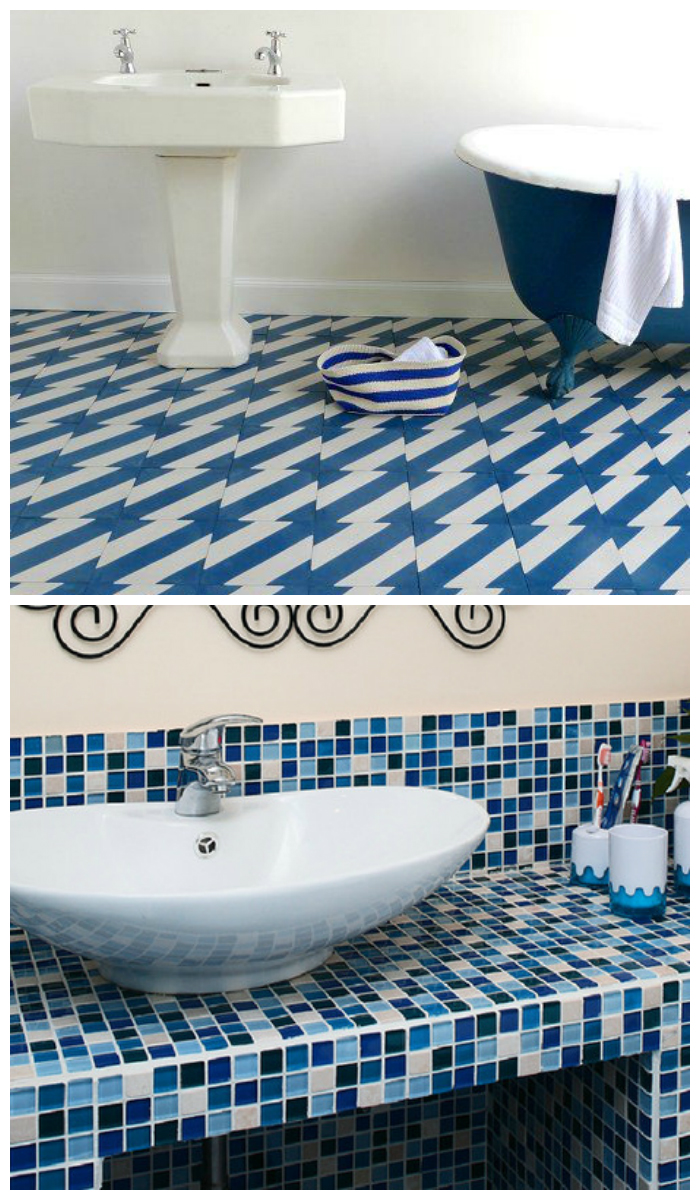 Синий интерьер ванной комнаты
