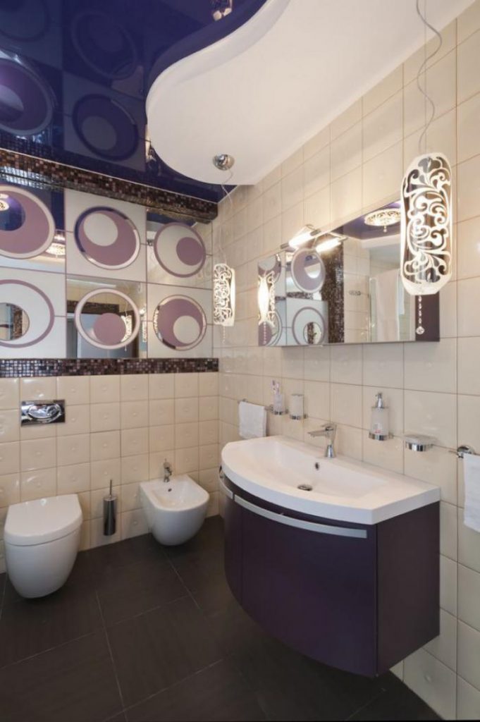 Можно ли натяжной потолок в ванной комнате? Фото, плюсы и минусы