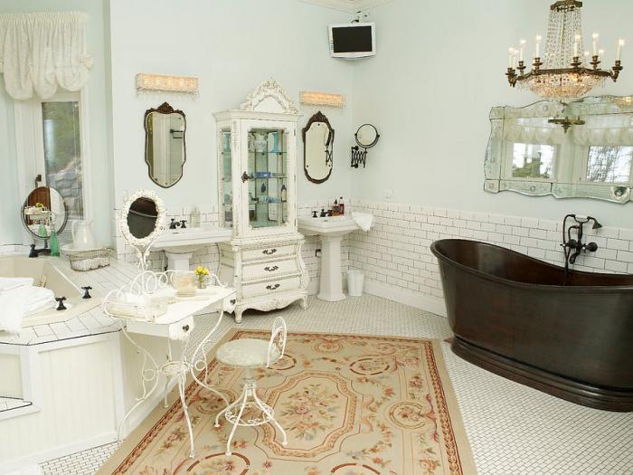 Дизайн ванной комнаты в стиле шебби-шик