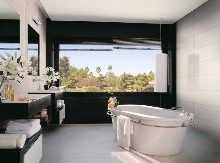 Дизайн ванной комнаты в чёрно-белом цвете