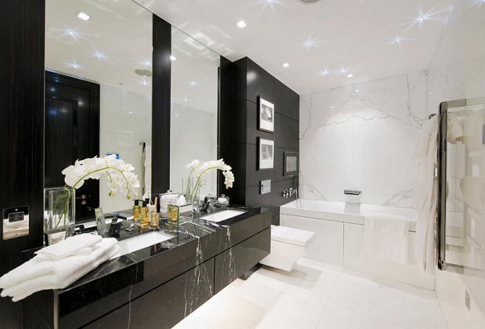 dizajn vannoj komnaty v chyorno belom tsv 4 - 100 вариантов дизайна ванной в черно белом цвете