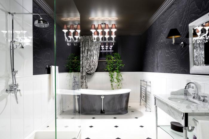 dizajn vannoj komnaty v chyorno belom tsv 41 - 100 вариантов дизайна ванной в черно белом цвете