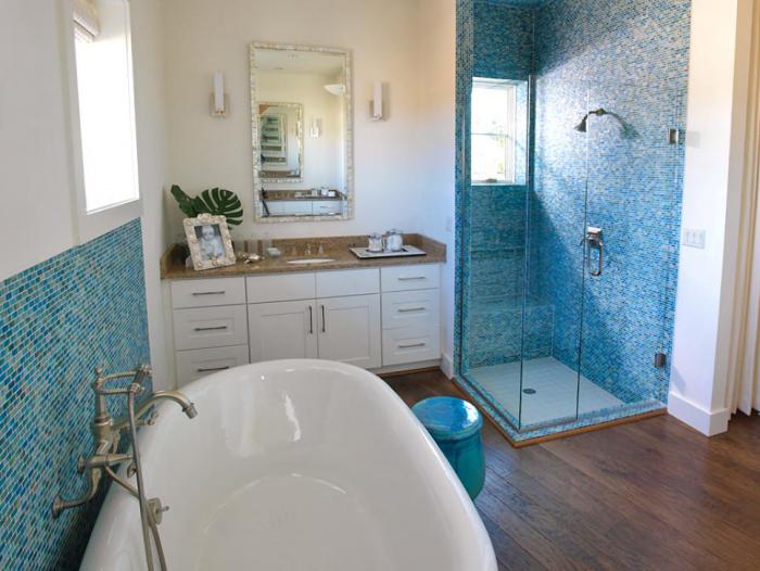 Дизайн ванной комнаты в синем цвете