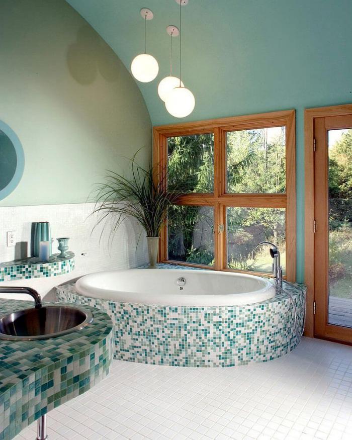 dizajn vannoj v zelyonom tsvete 67 - Дизайн ванной в зелёном цвете. Возвращаемся к природе